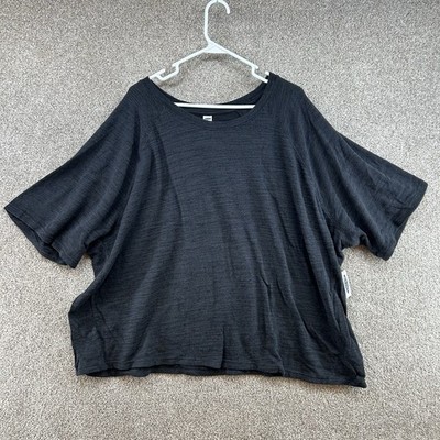 Old Navy Women's Shirt Top Size 4X Plus Dark Gray Boxy Knit Short Sleeve