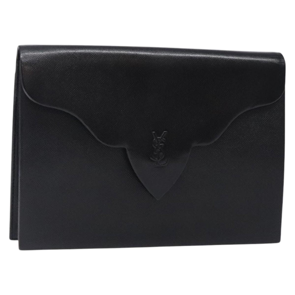 Borsa pochette SAINT LAURENT pelle nero oro Auth 132263