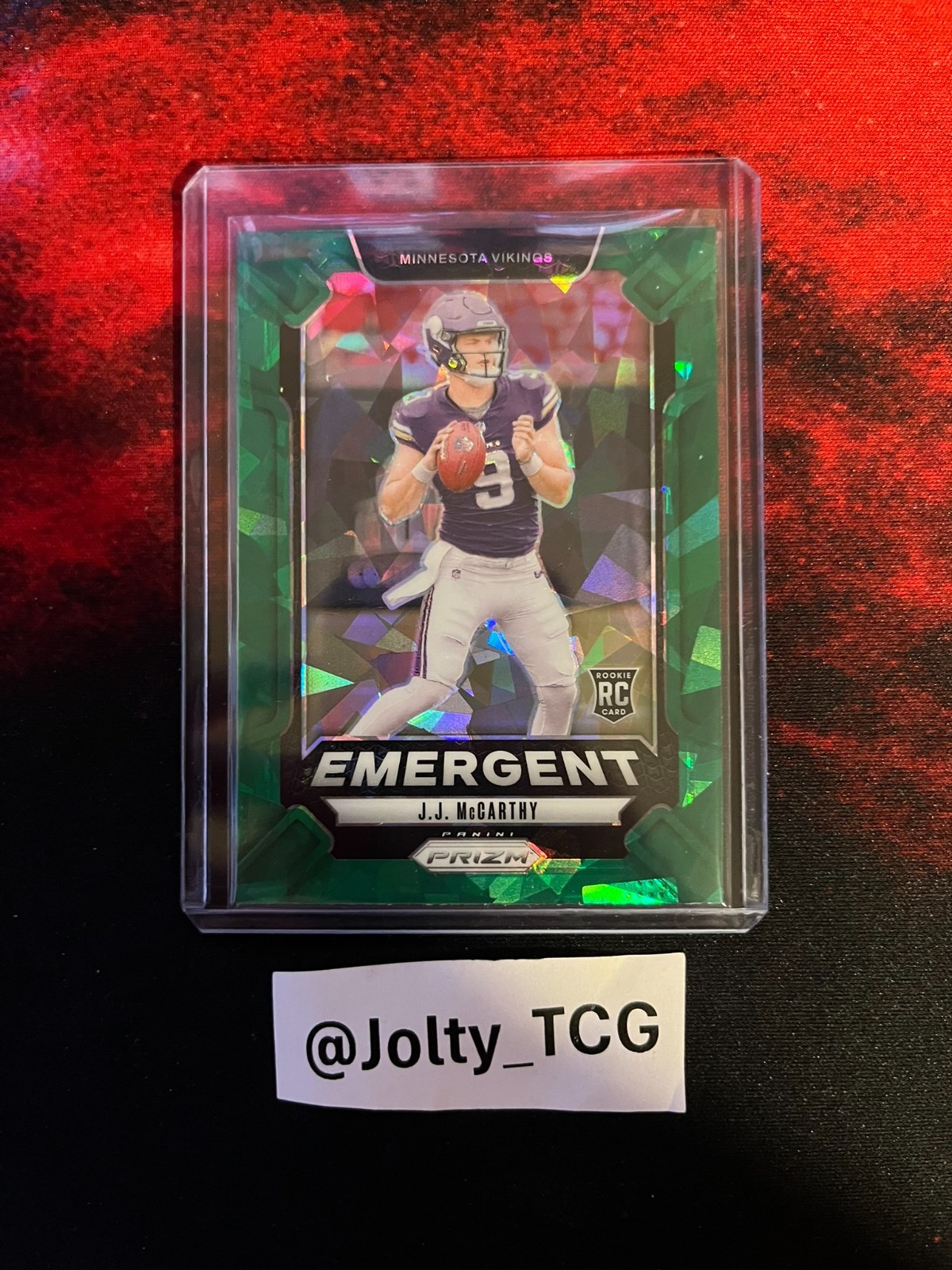 2024 Panini Prizm - Emergent J.J. McCarthy #19 Green Ice Prizm (RC)