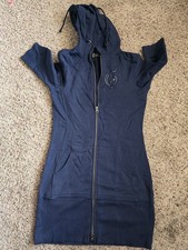 GUESS Women’s Blue  Zip Up Hooded Dress Size Small