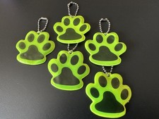 5 x Hi Vis Keyring Reflective Bag Safety Charm Child Dog Paw Pendant Keychain