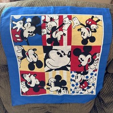 NOS 1990s Disney Mickey Mouse Color Block Handkerchief Bandana USA Made