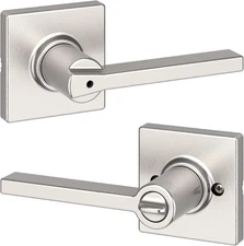 Kwikset Casey Privacy Bed/Bath Bathroom Door Lock Lever Handle Satin Nickel
