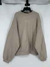 Fear Of God Essentials Beige Tan Oversized Boxy Fit Crewneck Sweatshirt Mens S
