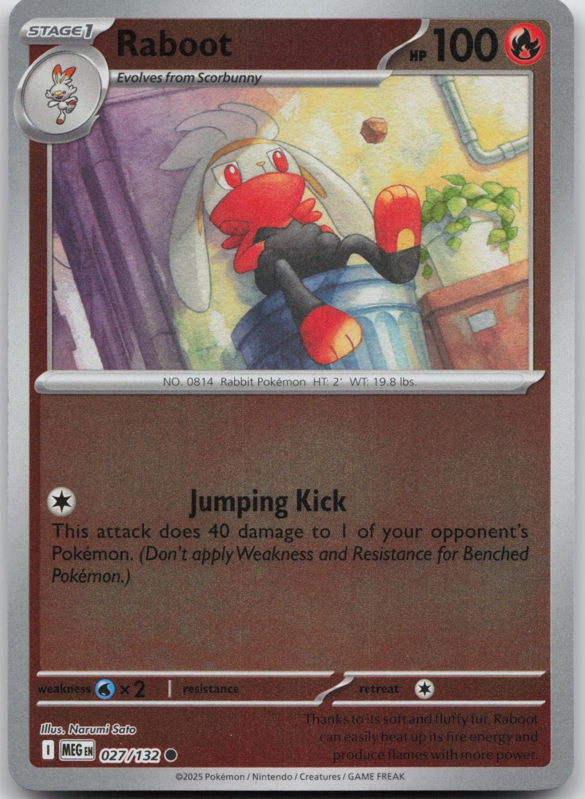 Raboot 027/132 Common Mega Evolution Pokemon Reverse Holo Near Mint