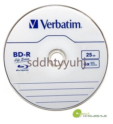 10 VERBATIM 6X Blu-Ray BD-R 25GB Branded Logo in Paper Sleeves