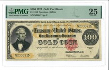 Fr. 1215 $100 1922 Gold Certificate PMG Very Fine 25