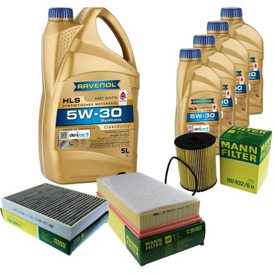 MANN Inspektionspaket 9L RAVENOL HLS 5W-30 für VW Touareg 3.6 V6 FSI