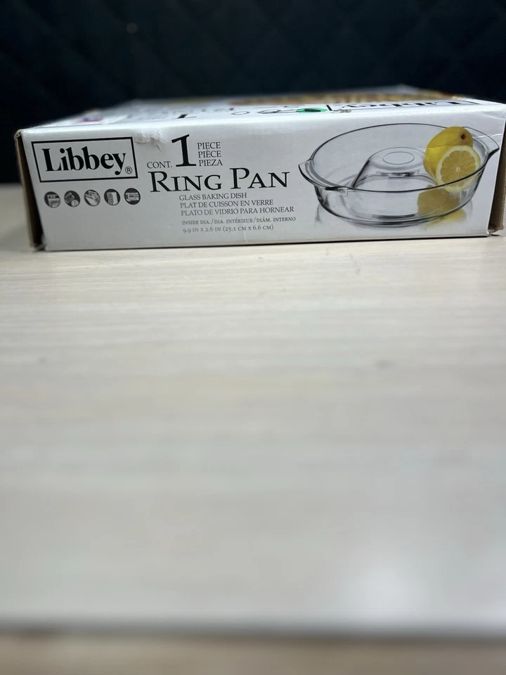 Libbey Ring Pan Glass Baking Dish 9.9x2.6” Bakeware Cakes Oven Use Only w/Box - Image 3 of 4