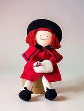 Vintage 1990 Eden Toys Madeline Red Coat Rag Doll Christmas Holiday Plush 20"