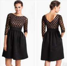 Eliza J 144200 Sz 12 Women's Dot Mesh Bodice Fit Flare Dress