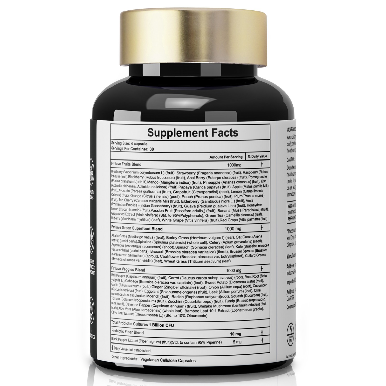 2 pack Fruits & Veggies Supplement 70 Fruits/Veggies Enzymes Probiotics 240 caps