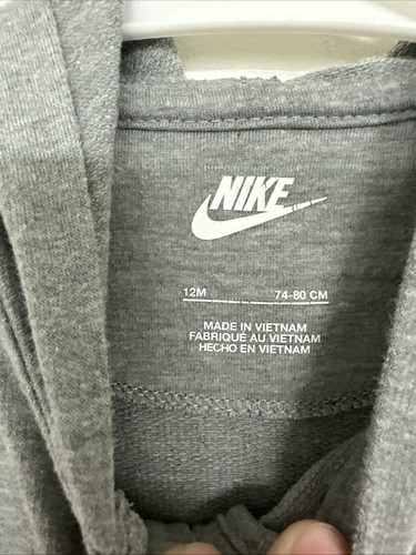 Nike Rompers Zipper Jumpsuits Hoodie Gray White Boy /Girl 12 Months - Picture 4 of 8