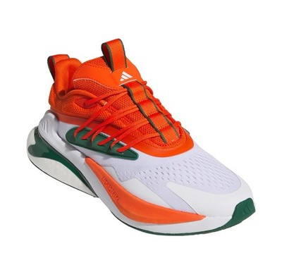 Size 16-Miami Hurricanes Mens Adidas AlphaBoost V2 White Orange Green Shoes New