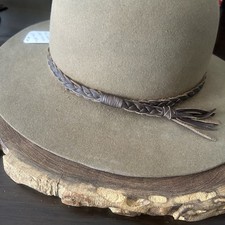 Handcrafted 4PLY Brown leather L-XL braided adjustable hat band western cowboy