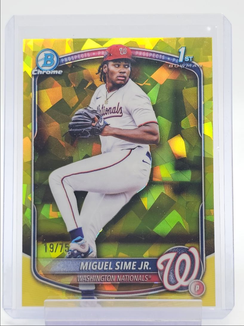MIGUEL SIME JR. 2025 BOWMAN CHROME DRAFT 1ST SAPPHIRE YELLOW /75 Q3855