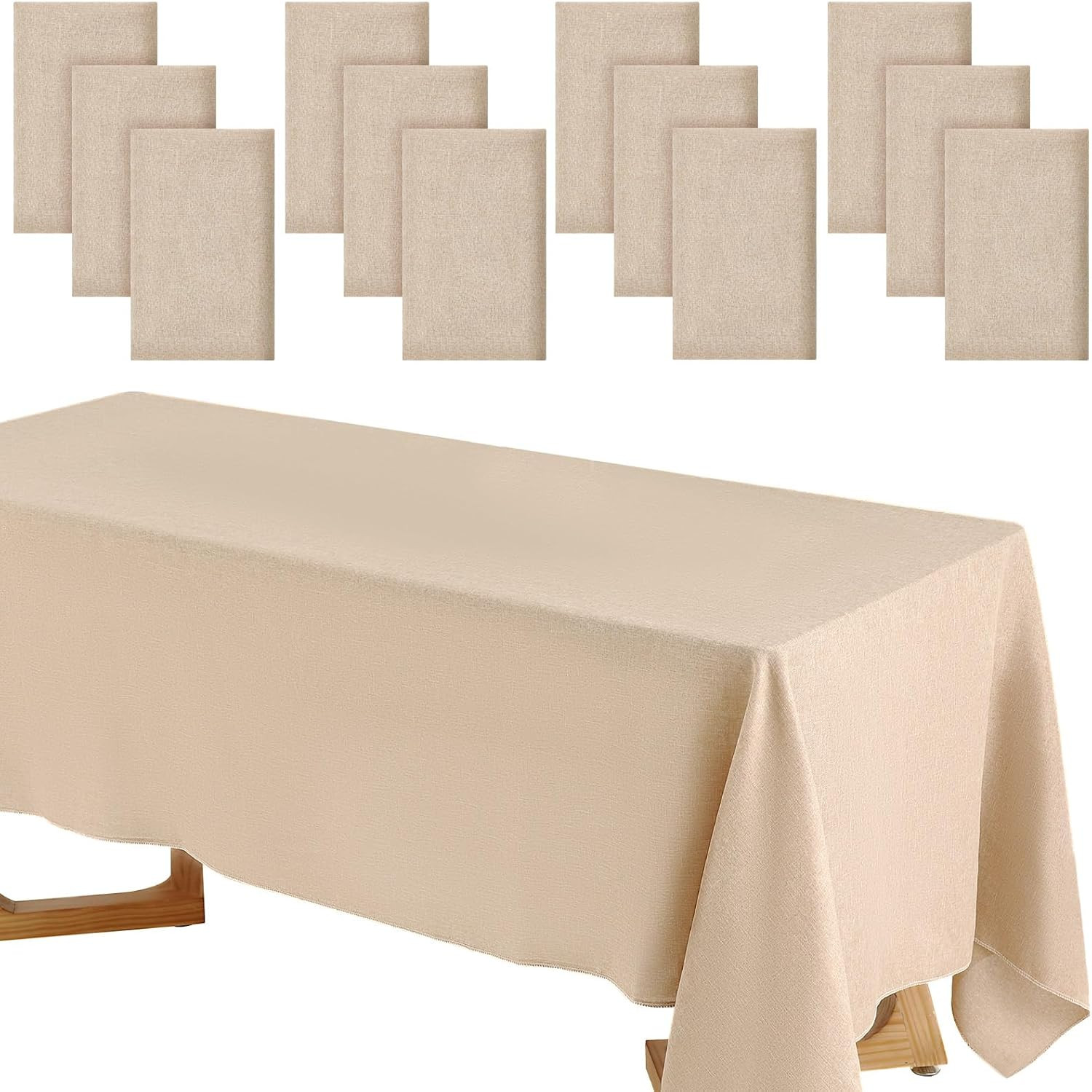 12 Pack Wedding Rectangle Linen Tablecloth Bulk 60 X 102 Inch Polyester Faux Lin