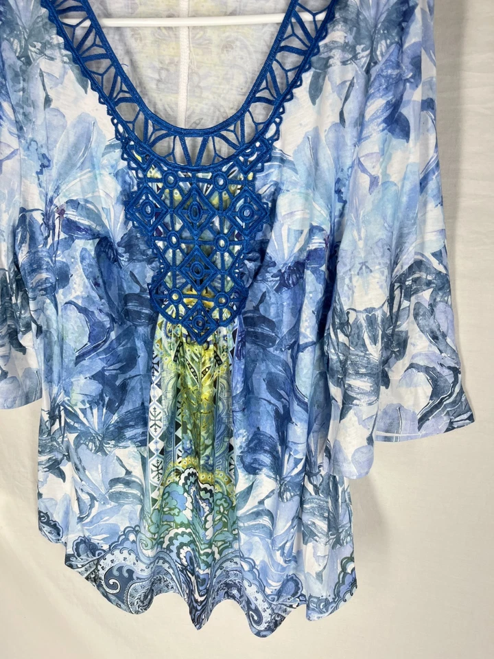 Túnica Live and Let Live Talla 1X Azul Bohemia Suave Sedosa Hippie Y2K Resort Vacay Foto 2 de 4