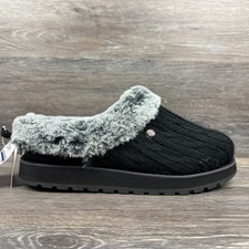 Skechers Womens Keepsakes Ice Angel Black Clog Slippers Fur Lined Women 6.5