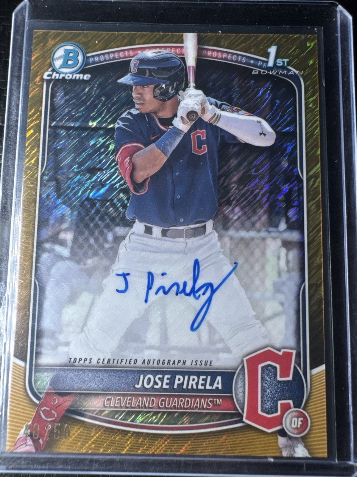 Jose Pirela 2025 Bowman Chrome AUTO 1st Gold shimmer /50 Guardians