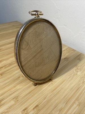 Vintage Brass Gold Tone Metalcraft Oval Footed Photo Picture Frame Tabletop