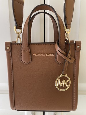 Michael Kors Mercer Extra Small Pebbled Leather Crossbody Bag Tan Adorable Mini