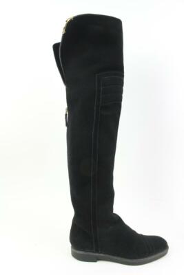 Louis Vuitton Size 35 Rare Black Suede Over the Knee Boots Moto Motorcycle 