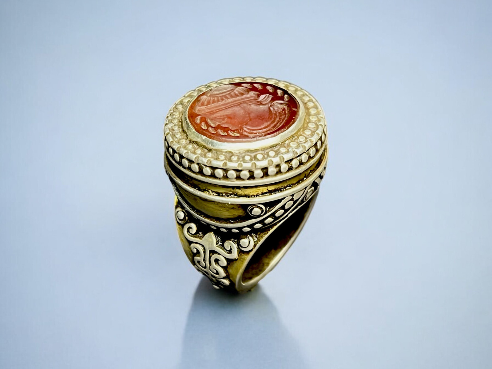 Orient Turkmen solid silver carnelian signet ring… - image 2