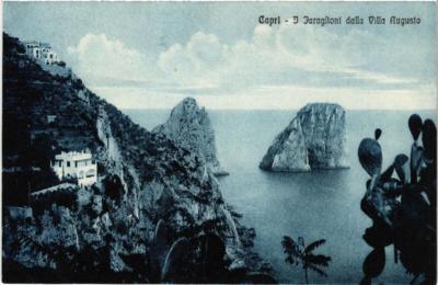 Old postcard AK CAPRI J Faraglioni from Villa Augusto Italy (526916)