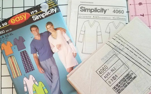 Ropa de dormir unisex Simplicity 4060 talla XS-XL pecho 3048 tela patrón 200 sin cortar - Imagen 4 de 5