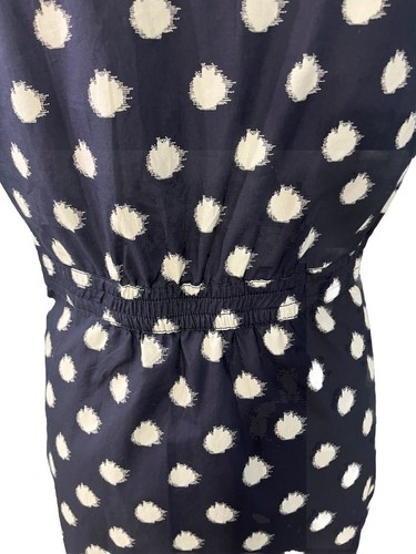 White Stuff Spotty Poplin Navy Dress UK 10 Lined Short Sleeves Elasticated Waist - Picture 5 of 10