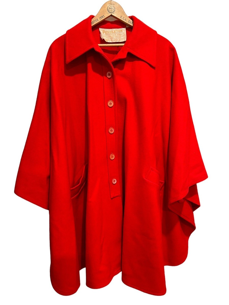 Pendleton Vintage 50s 60s Red 100% Virgin Wool Cape Jacket One 