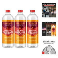 Bio Ethanol Fireplace Fuel 3 x 1 Liter - Bioethanol Fuel Tabletop Fire Pit, B...