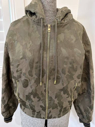 Lorna Jane Hooded Khaki Army Bomber Jacket Utility Size M L 10 12 14 Camouflage - Picture 3 of 13
