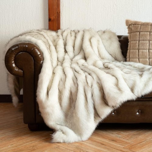 BATTILO HOME Large Luxury White Black Fluffy Faux Fur Throw Blanket130x170cmSoft - Picture 7 of 10