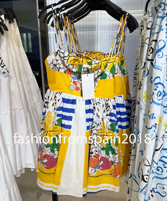 ZARA NEW WOMAN SHORT STRAPPY FRUIT PRINT POPLIN DRESS XS-XXL