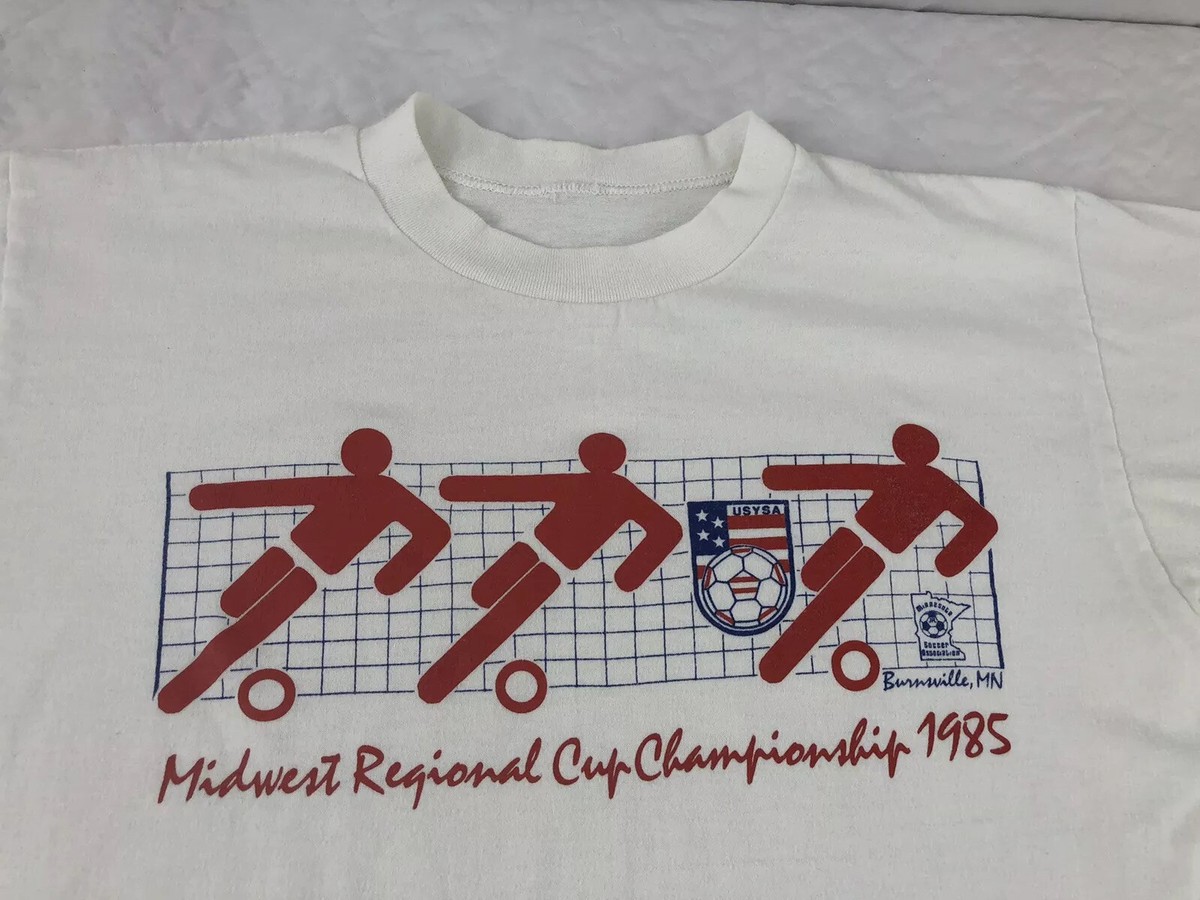 Vtg 1985 Soccer T-shirt White 80s Single Stitch 50/50 Burnsville