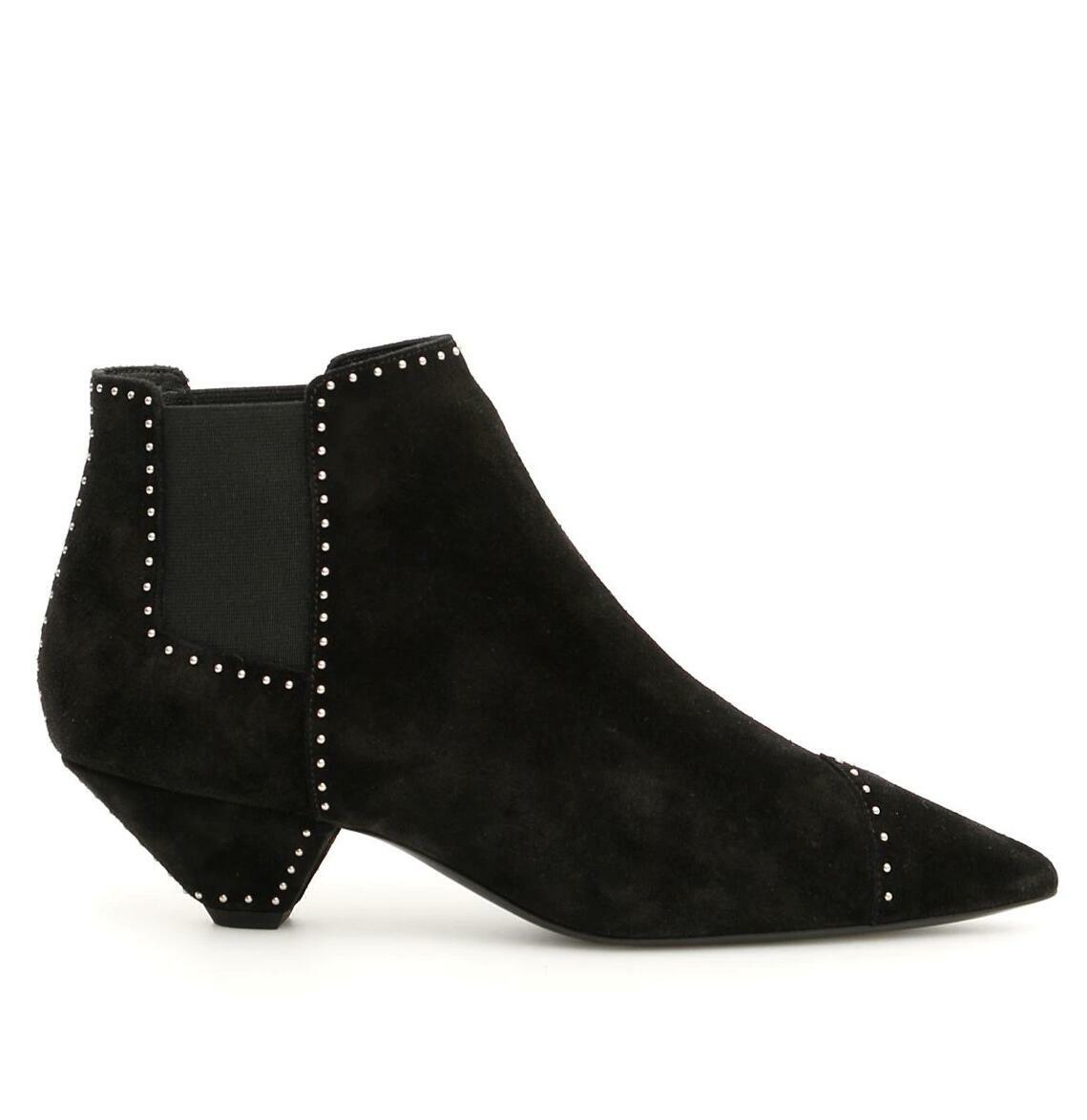 $1195 Saint Laurent Stivaletti donna pelle scamosciata nera borchie 36 US 6 532460 1000