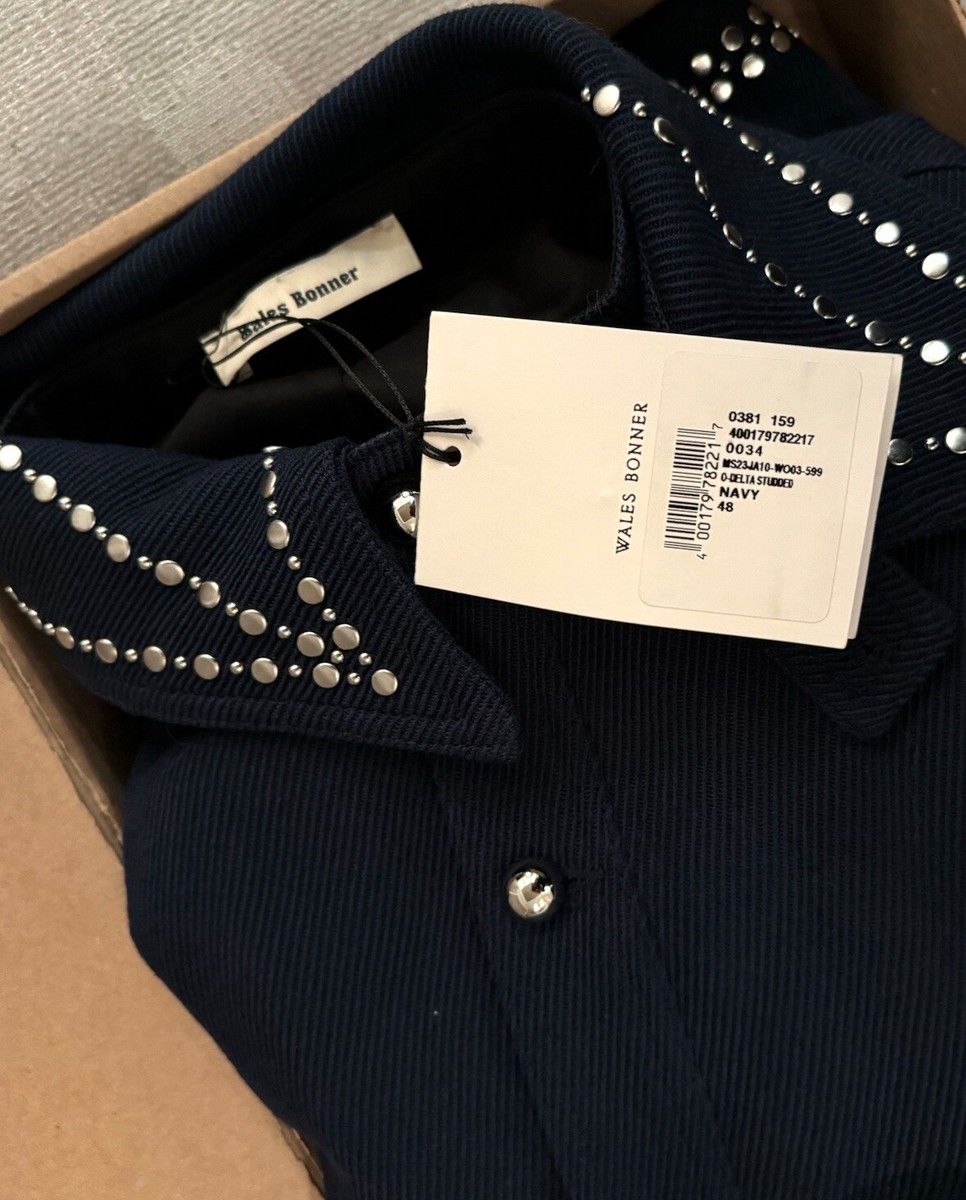 ジャケット・アウター wales bonner delta jacket Wales Bonner Delta Studded Men's Jacket Navy Italy 100% Wool