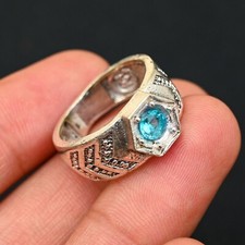 Blue Topaz Men's Ring 925 Sterling Silver Handmade-Statement Ring All Size-BJ160