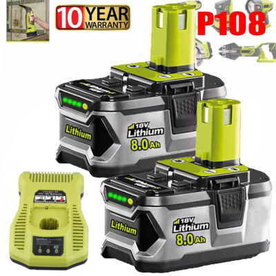 Für Ryobi P108 Akku 18V 5,0Ah Lithium One Plus RB18L50 Batterie Ladegerät 9,0Ah