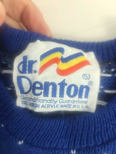 Vtg ~ Dr. Denton ~ Blue Snowflake ~ knit acrylic sweater size 5 T ~ made in USA - Picture 3 of 7