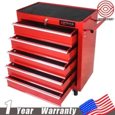 5 Drawers Rolling Tool Box Cart Tool Storage Cabinet Steel Lockable Tool Chest