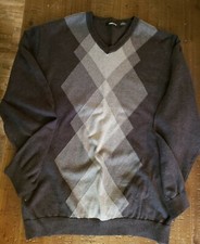 Men Pull Over Sweater Claiborne XL 100 Cotton Black Gray