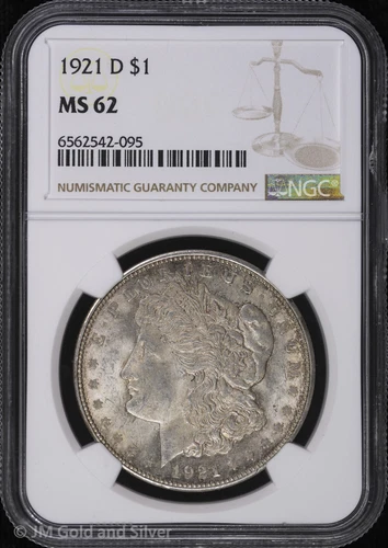 1921-D $1 Morgan Silver Dollar NGC MS 62 | Uncirculated UNC
