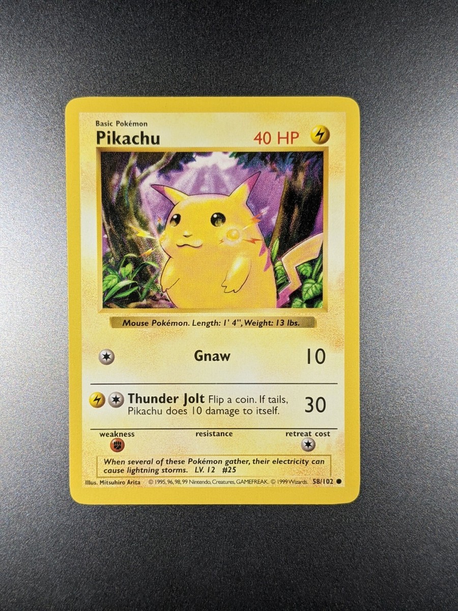 【希少】Pikachu yellowcheek shadow less Shadowless Pikachu 58/102 Yellow Cheek Pokemon TCG Base Set 1999