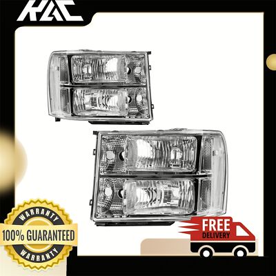 Headlights Assembly for 2007-2013 GMC Sierra 1500 2500 HD 3500 HD Chrome Lamp