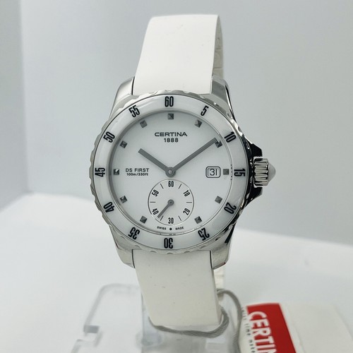 Certina DS First Women's 35mm Steel Sapphire Crystal White Swiss Made Watch - Picture 5 of 8