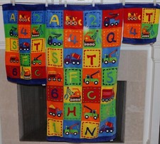 Set of 3 Kids Towels Trucks Numbers Letters Bath, Hand and Wash Cloth