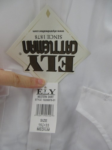 VINTAGE Ely Cattleman Shirt Men Medium White Western Pearl Snap Woven Cowboy NEW - Picture 4 of 11